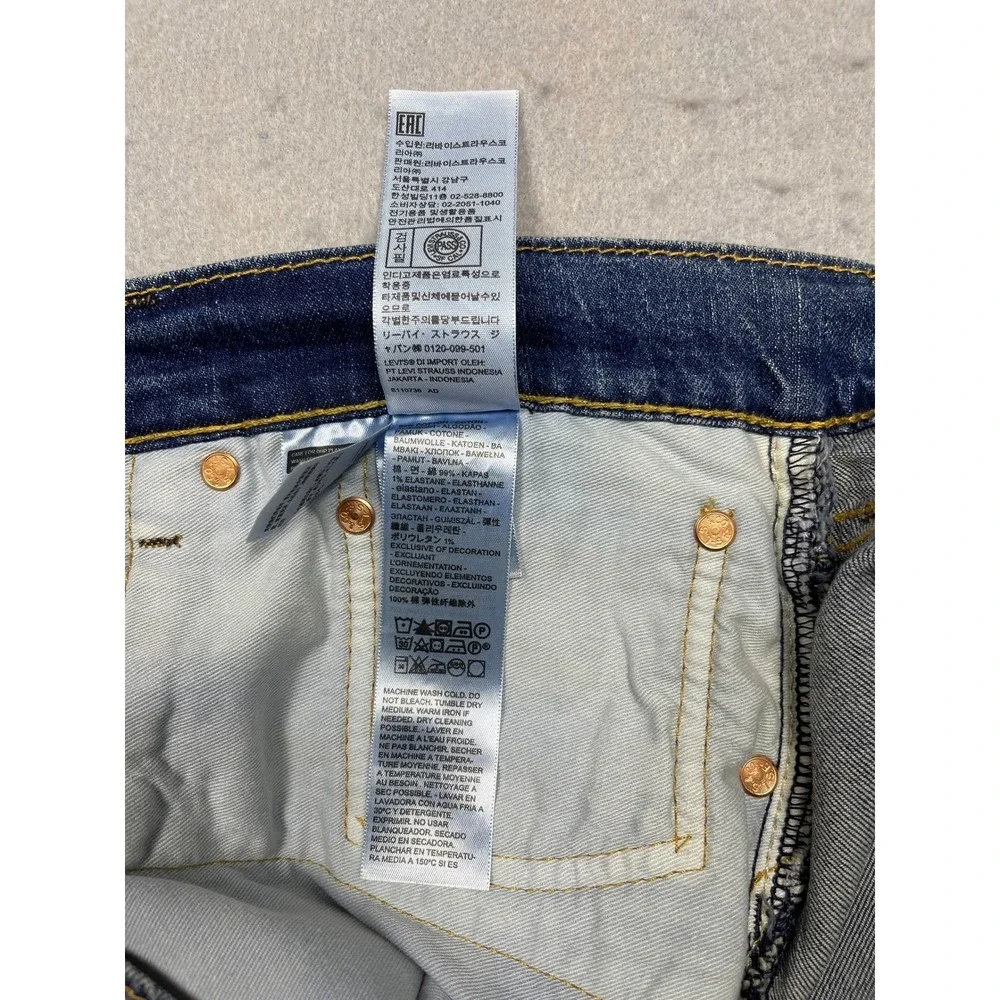 Levis Premium 502 Taper Mens Jeans 44x30 Blue Eco Ease Denim Pants 596840150